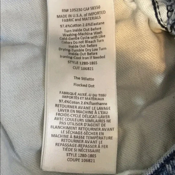 Current Elliott Flocked Dot The Stiletto Jeans - Size 25 - Picture 7 of 7